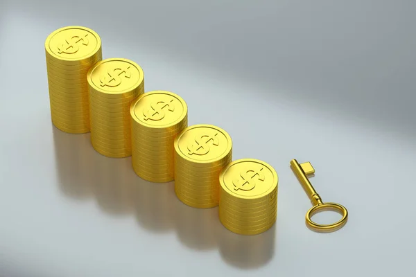 Dollarn mynt med vit bakgrund, 3D-rendering. — Stockfoto