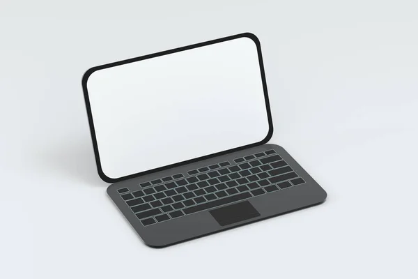 Laptop con sfondo bianco, concetto tecnologico, rendering 3d . — Foto Stock