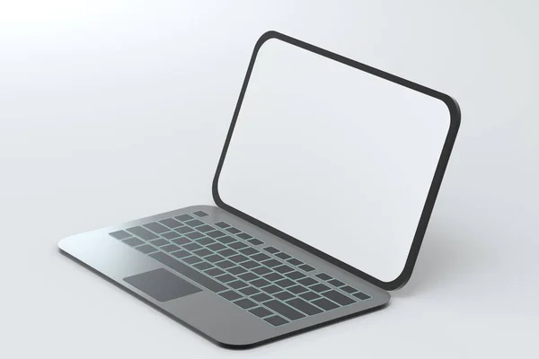 Φορητός υπολογιστής με λευκό φόντο, τεχνολογική έννοια, 3d απόδοση. — Φωτογραφία Αρχείου