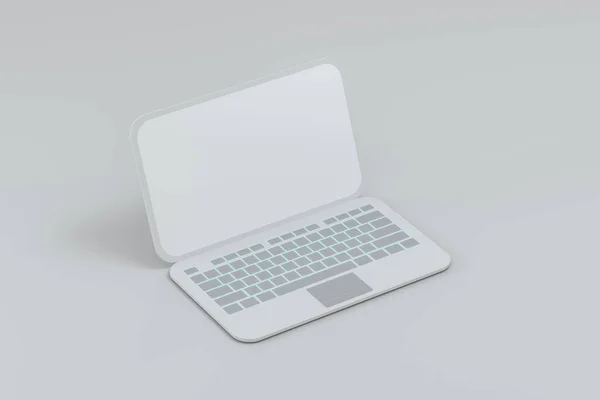 Laptop with white background, technological concept, 3d rendering. — Stock Photo, Image