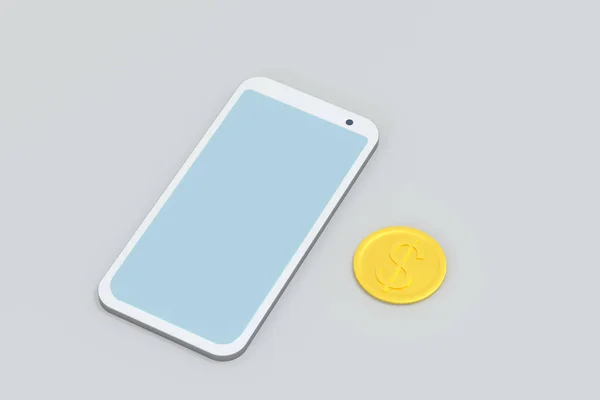 Mobile con sfondo bianco, smart phone, 3d, rendering . — Foto Stock