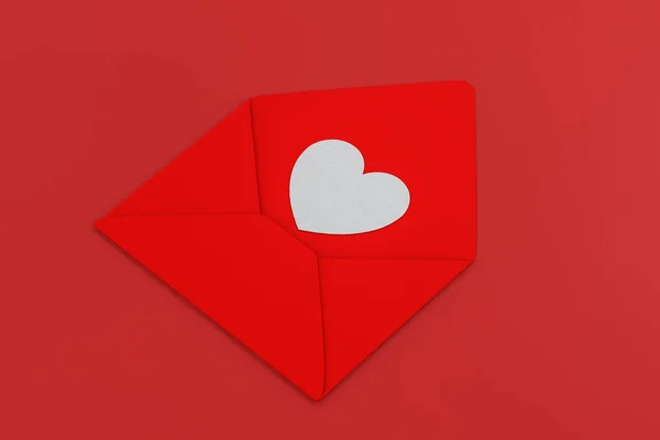 Paquete rojo con el corazón del amor dentro, tema festivo, representación 3d — Foto de Stock