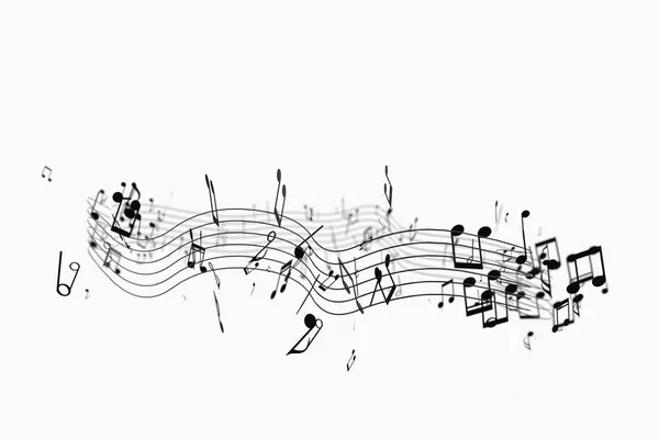 Notas de música negra con fondo blanco, representación 3d . —  Fotos de Stock