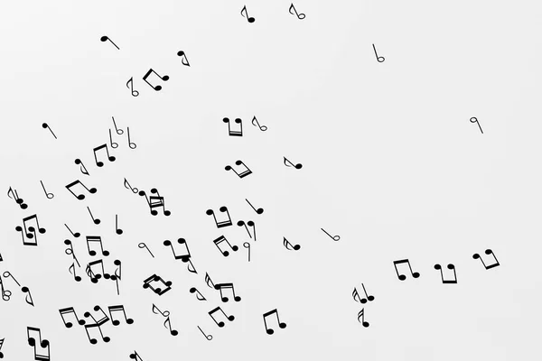 Notes de musique noires avec fond blanc, rendu 3d . — Photo