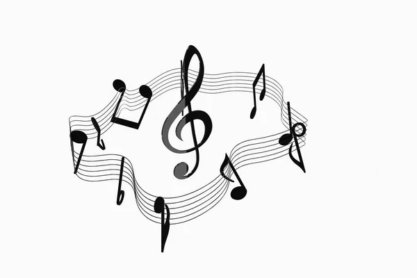 Black music notes with white background, 3d rendering. — Stock Photo, Image