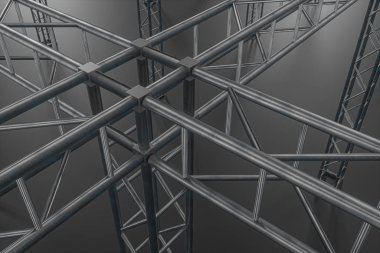 Çelik takviyesi koyu arkaplan, 3D görüntüleme.