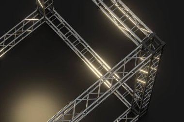 Çelik takviyesi koyu arkaplan, 3D görüntüleme.