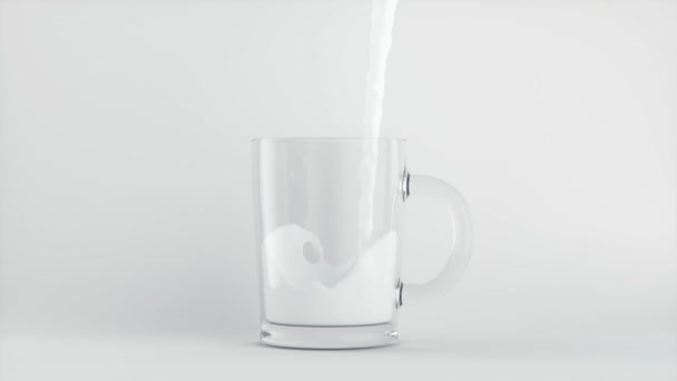 Verser le lait dans le verre, rendu 3d . — Video