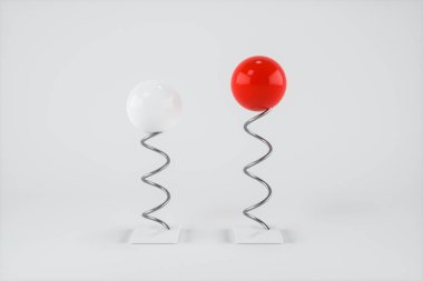 Polished balls are attached to springs, 3d rendering. clipart