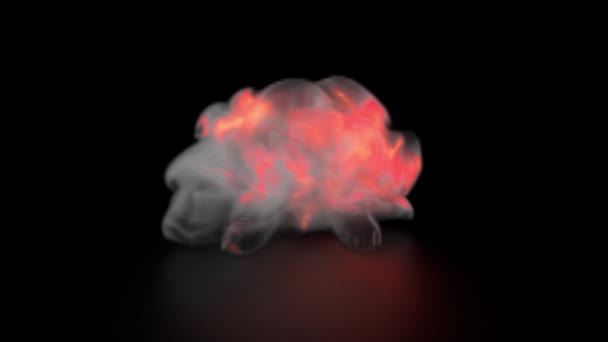 Der Explosionsrauch mit dunklem Hintergrund, pilzförmig, 3D-Darstellung. — Stockvideo