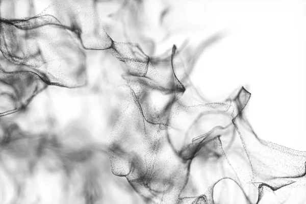 Partículas moviéndose sobre fondo blanco, representación 3d . — Foto de Stock