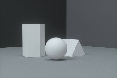 Hassas geometri ile koyu arkaplan, 3d görüntüleme.