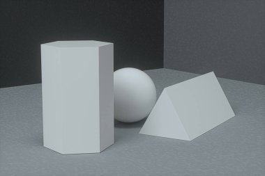 Hassas geometri ile koyu arkaplan, 3d görüntüleme.
