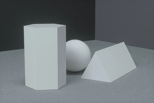 Jemná geometrie s tmavým pozadím, 3D vykreslování. — Stock fotografie