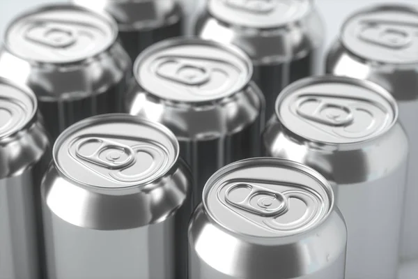 Cans with white background, Recyclable cans, 3d rendering. — Stock Photo, Image