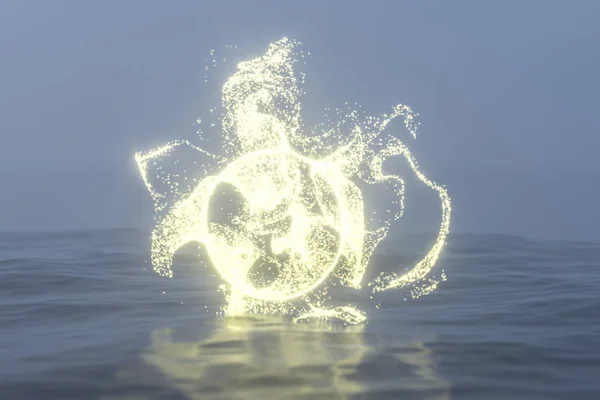 Світлова рамка, що плаває на озері ввечері, 3d візуалізація . — стокове фото