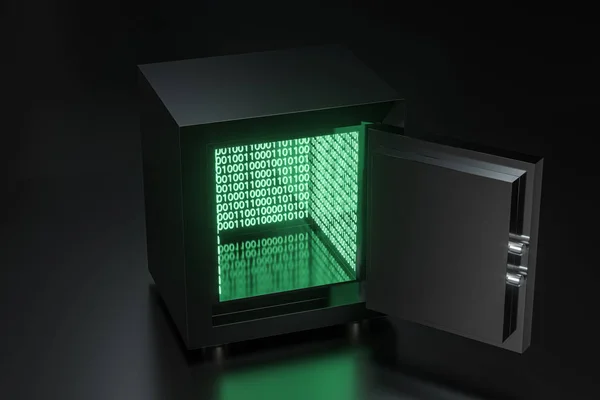 Mechanical safe, with digital numbers inside, 3d rendering.