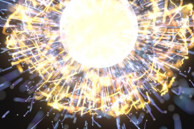 Glowing lines with round resource, power and line art, 3d rendering.