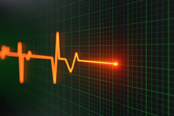 Glowing digital heartbeat line reflecting on the monitor, 3d rendering. — 스톡 사진