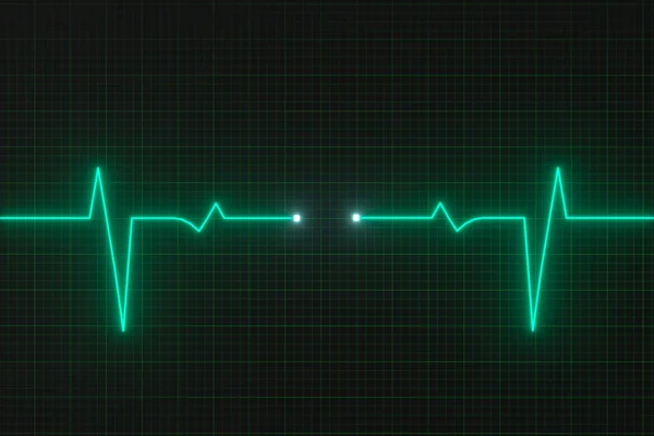 Glowing digital heartbeat line reflecting on the monitor, 3d rendering. — Stock Photo, Image