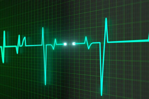 Glowing digital heartbeat line reflecting on the monitor, 3d rendering. — Stock Photo, Image