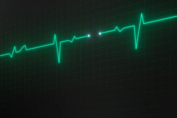 Glowing digital heartbeat line reflecting on the monitor, 3d rendering. — 스톡 사진