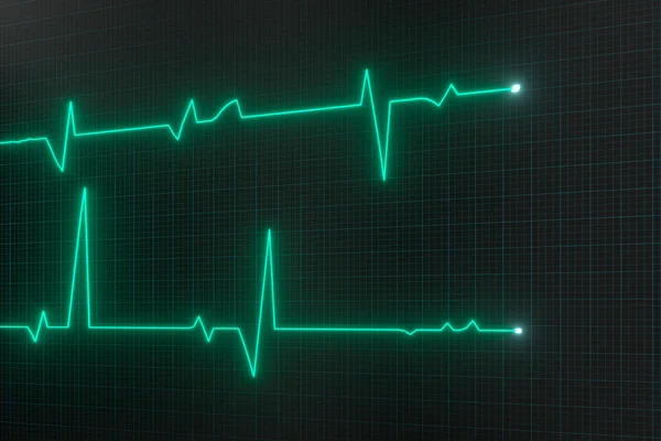 Glowing digital heartbeat line reflecting on the monitor, 3d rendering. — 스톡 사진