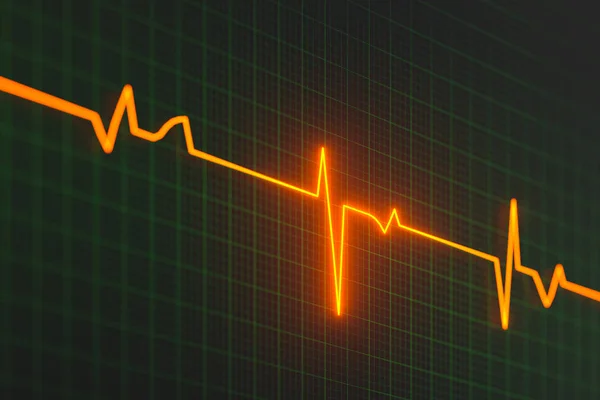 Glowing digital heartbeat line reflecting on the monitor, 3d rendering. — Stock Photo, Image