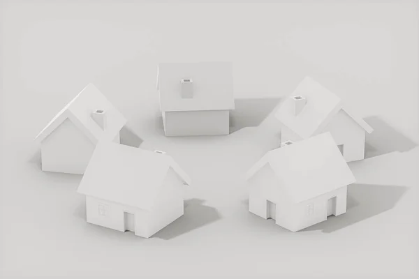 Witte kleine huis model met witte achtergrond, 3d rendering. — Stockfoto