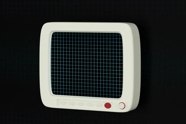 Монитор с черным фоном, цифровая сетка, 3D рендеринг . — стоковое фото