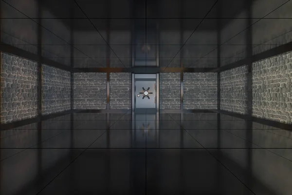 Brama bezpieczeństwa i zamek kodowany, abstrakcyjna koncepcja, renderowanie 3d. — Zdjęcie stockowe