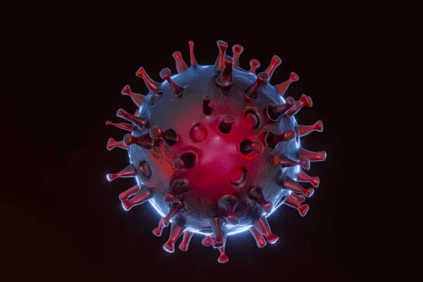 Virus de la couronne dispersés avec fond sombre, rendu 3d — Photo