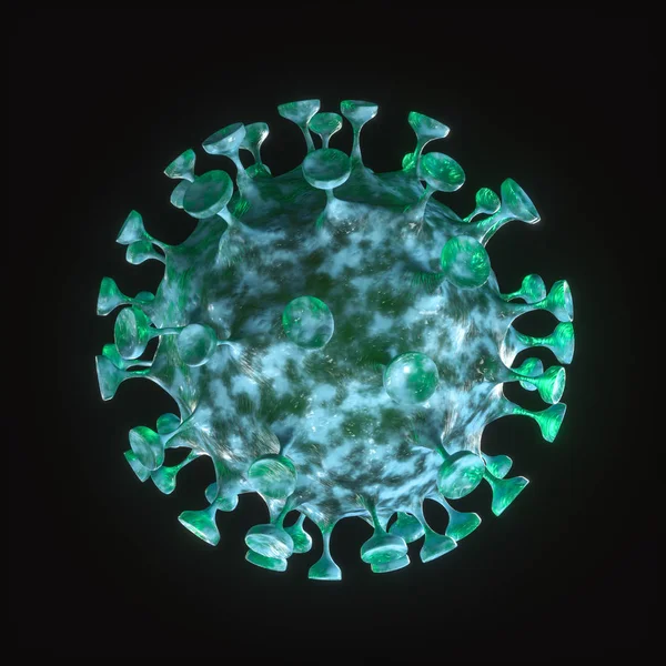 Virus de la couronne dispersés avec fond sombre, rendu 3d — Photo