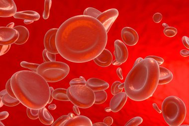 Kan ve kırmızı kan hücreleri, soyut gebelik, yaşam ve sağlık, 3D görüntüleme.
