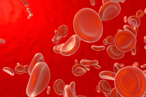 Blut und rote Blutkörperchen, abstrakte Empfängnis, Leben und Gesundheit, 3D-Darstellung. — Stockfoto