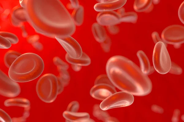 Sangue e glóbulos vermelhos, concepção abstrata, vida e saúde, renderização 3d . — Fotografia de Stock