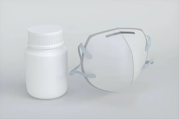 Медична маска з білим тлом, 3d візуалізація . — стокове фото