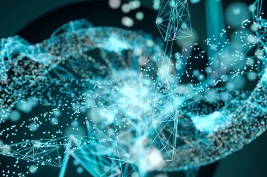 Kırık çizgiler, dağınık parçacıklar, soyut kavram, üç boyutlu çizim.