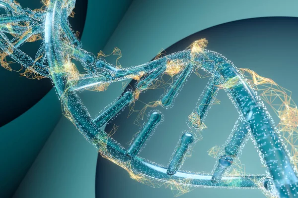 DNA e cromosomi, geni ed eredità, rendering 3d . — Foto Stock