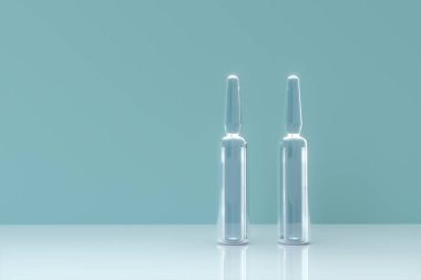 Ampulla bottle and liquid medicine,abstract conception,3d rendering.