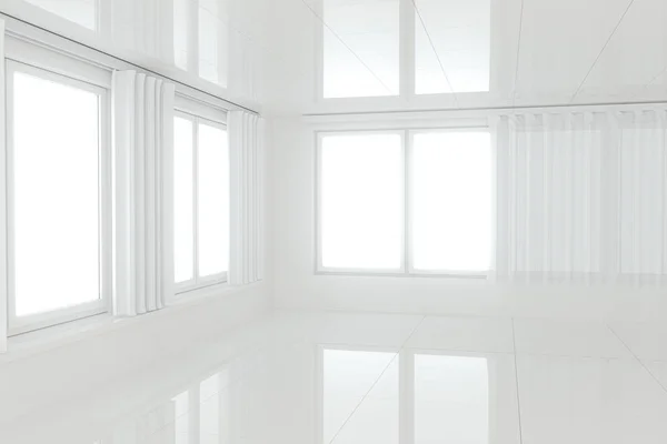 Prázdná místnost s bílým pozadím, abstraktní koncepce, 3D vykreslování. — Stock fotografie
