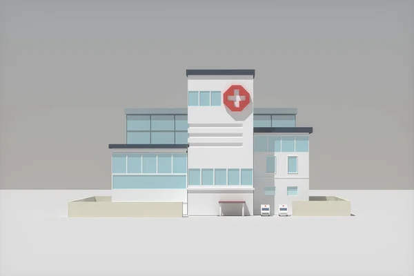 Krankenhausmodell Mit Weißem Hintergrund Abstrakte Konzeption Rendering Digitale Computerzeichnung — Stockfoto
