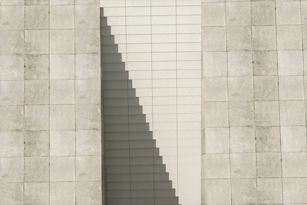 Schody Ściana Szarym Tłem Nowoczesna Konstrukcja Renderowanie Cyfrowy Rysunek Komputera — Zdjęcie stockowe