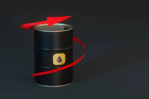 Barril Petróleo Con Fondo Negro Representación Dibujo Digital Informático — Foto de Stock