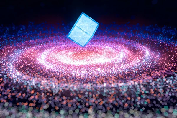 Particule Stralucitoare Galaxie Cale Laptoasa Scantei Explozive Redare Desen Digital — Fotografie, imagine de stoc