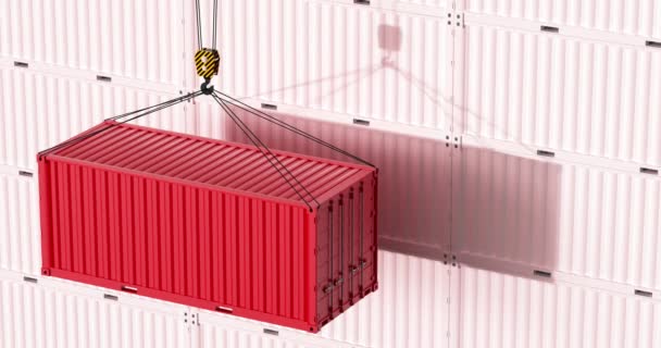 Red container rising with white background,3d rendering. — Stok video