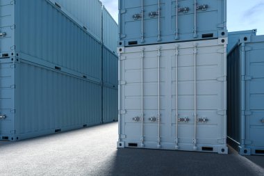 Konteynır ve ağırlık, lojistik ve şanzıman, üç boyutlu görüntüleme. Bilgisayar dijital çizimi.