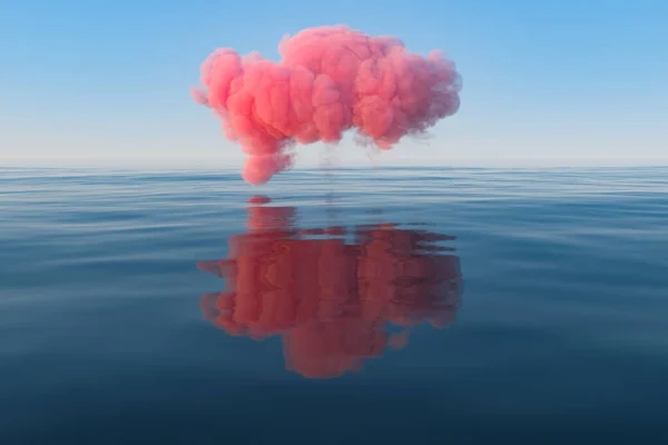 Σύννεφο Και Γεωμετρικό Σχήμα Επιπλέουν Στη Λίμνη Απόδοση Ψηφιακό Σχέδιο — Φωτογραφία Αρχείου