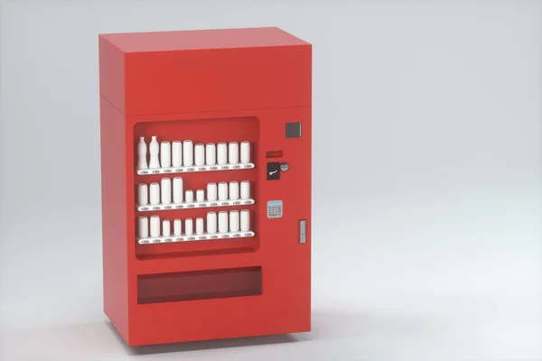 Красная Модель Торгового Автомата Белым Фоном Рендеринг Цифровой Рисунок — стоковое фото