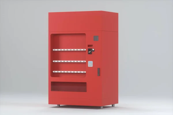 Modelo Rojo Máquina Expendedora Con Fondo Blanco Representación Dibujo Digital — Foto de Stock